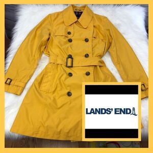 Land’s End Small 6-8 Gold Blue Lined Trench coat